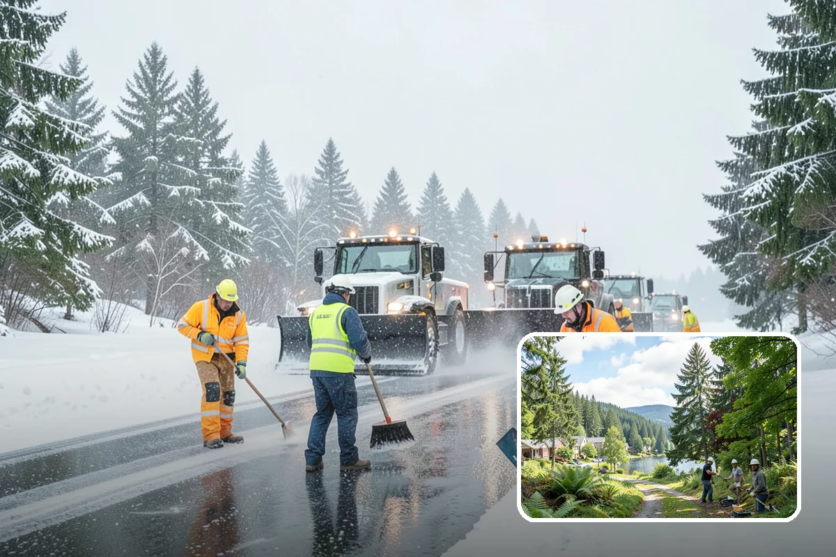 Restaurant Snow Plowing in Lake Forest Park, King County, WA - Customer lot and delivery lane cleared before service