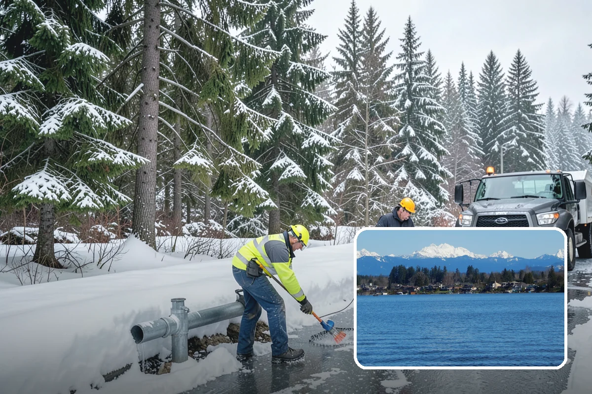 Restaurant Snow Plowing in Lake Stevens, Snohomish County, WA - Customer lot and delivery lane cleared before service