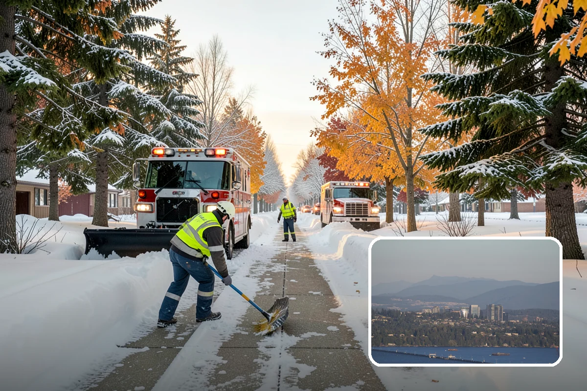 Restaurant Snow Plowing in Medina, King County, WA - Customer lot and delivery lane cleared before service