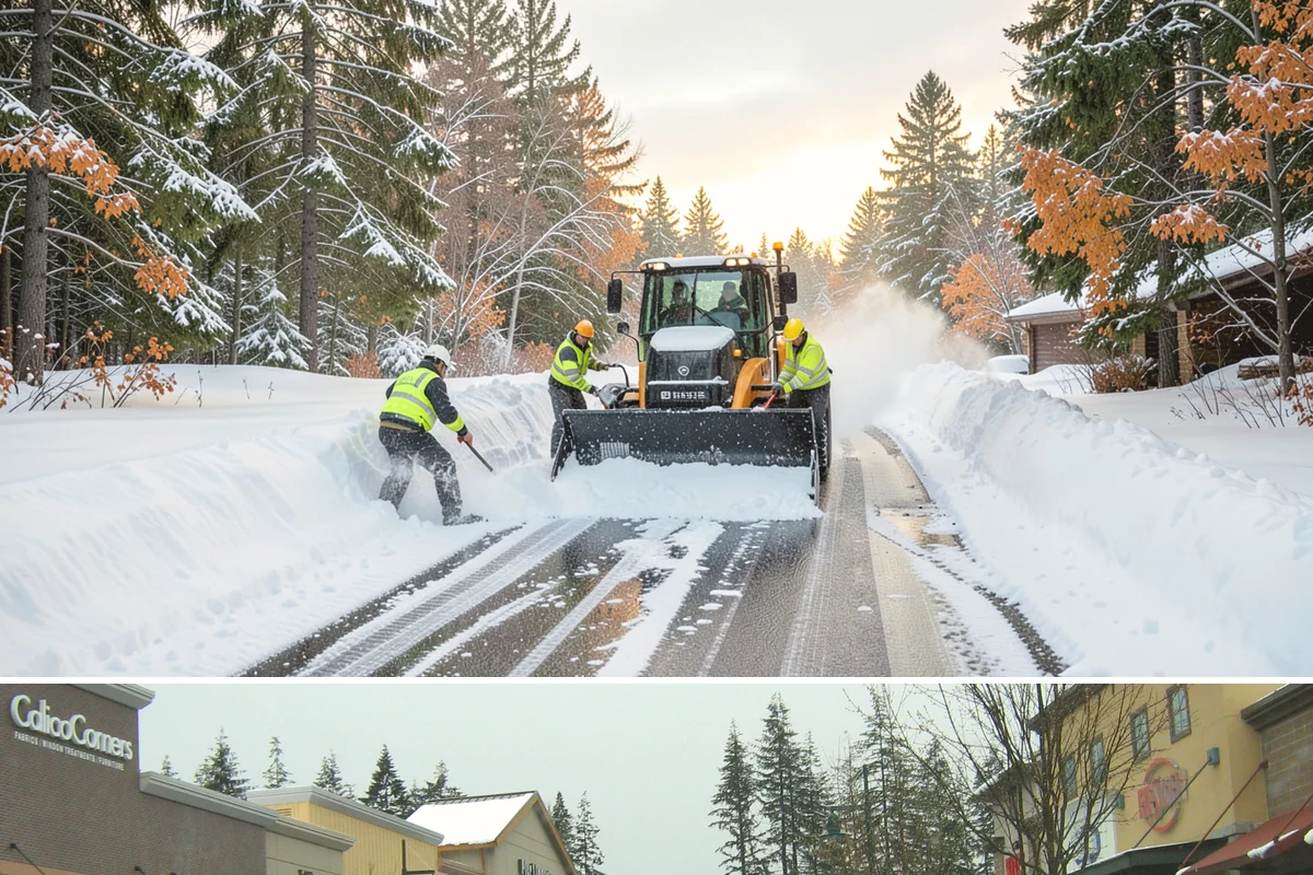 Restaurant Snow Plowing in Mill Creek, Snohomish County, WA - Set up service before the winter dining season so a storm never keeps diners away.