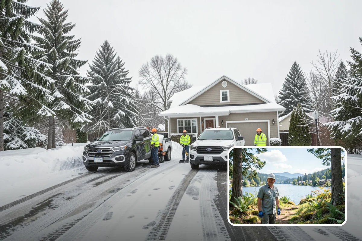 Restaurant Snow Plowing in Milton, King County, WA - Customer lot and delivery lane cleared before service