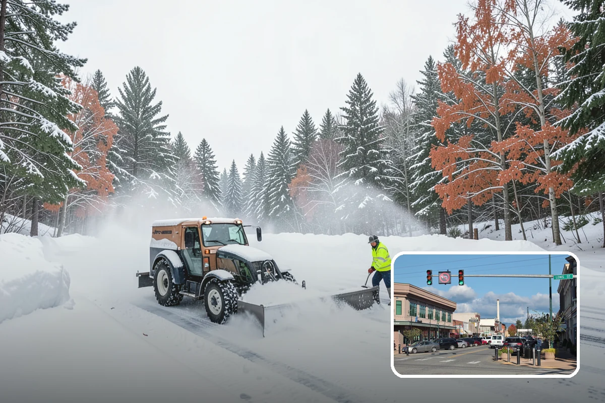 Restaurant Snow Plowing in Monroe, Snohomish County, WA - Customer lot and delivery lane cleared before service