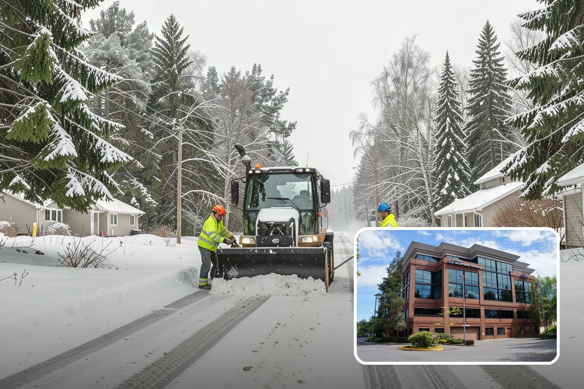 Restaurant Snow Plowing in Mountlake Terrace, Snohomish County, WA - Customer lot and delivery lane cleared before service
