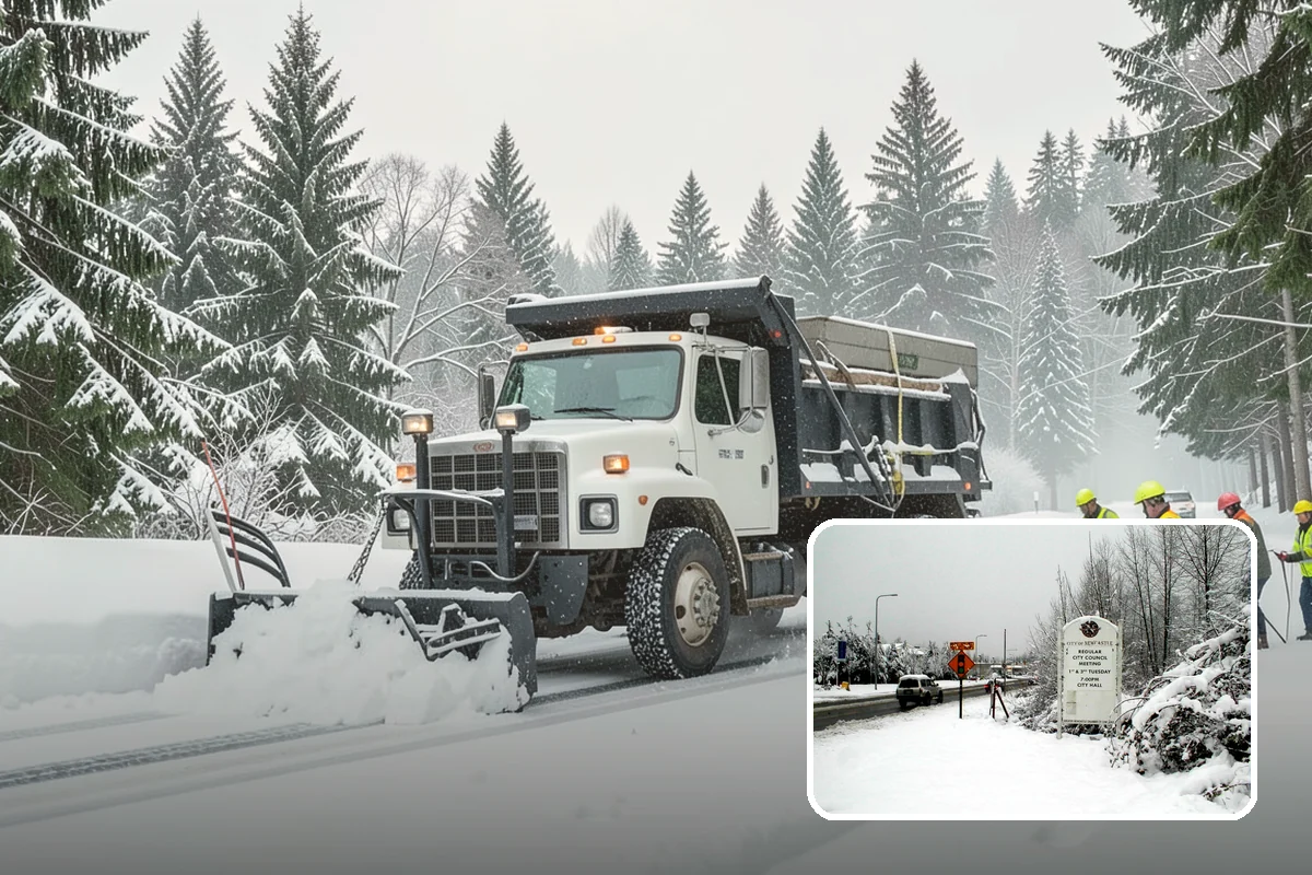 Restaurant Snow Plowing in Newcastle, King County, WA - Customer lot and delivery lane cleared before service