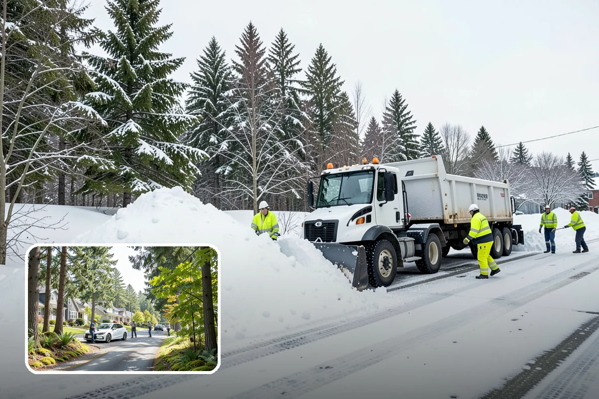Restaurant Snow Plowing in Normandy Park, King County, WA - Customer lot and delivery lane cleared before service
