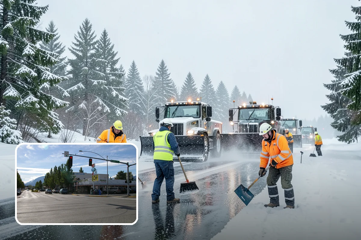 Restaurant Snow Plowing in North Bend, King County, WA - Customer lot and delivery lane cleared before service