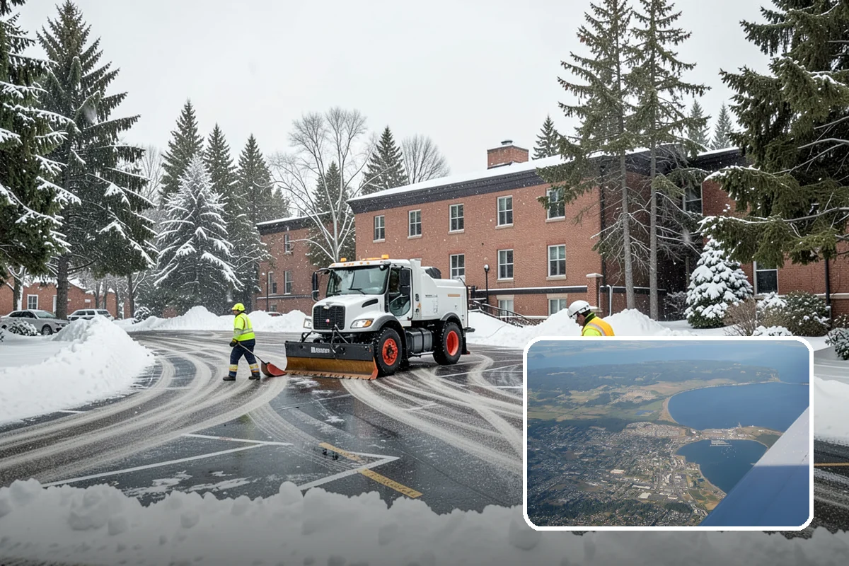 Restaurant Snow Plowing in Oak Harbor, Island County, WA - Customer lot and delivery lane cleared before service