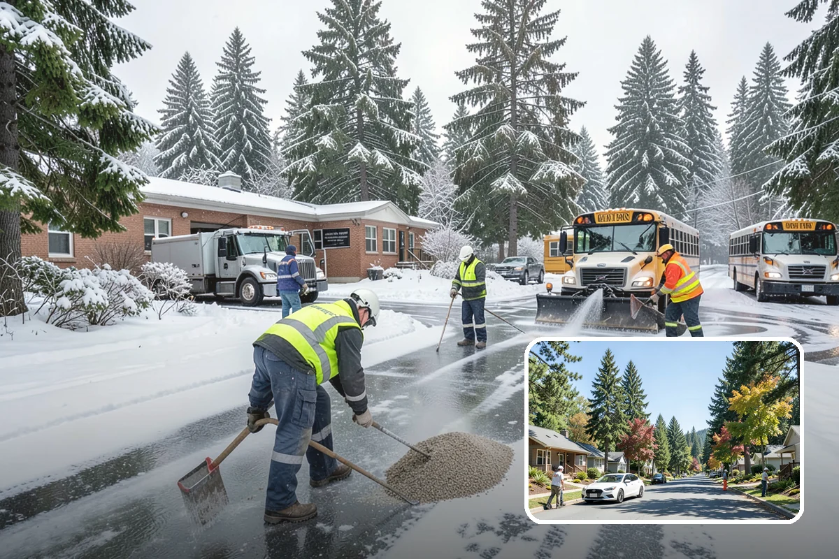 Restaurant Snow Plowing in Orting, Pierce County, WA - Customer lot and delivery lane cleared before service