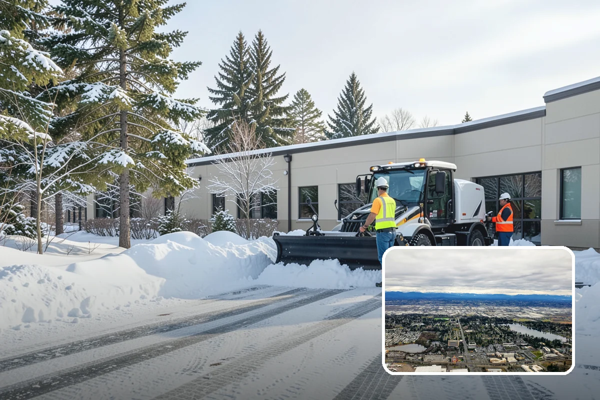 Restaurant Snow Plowing in SeaTac, King County, WA - Customer lot and delivery lane cleared before service