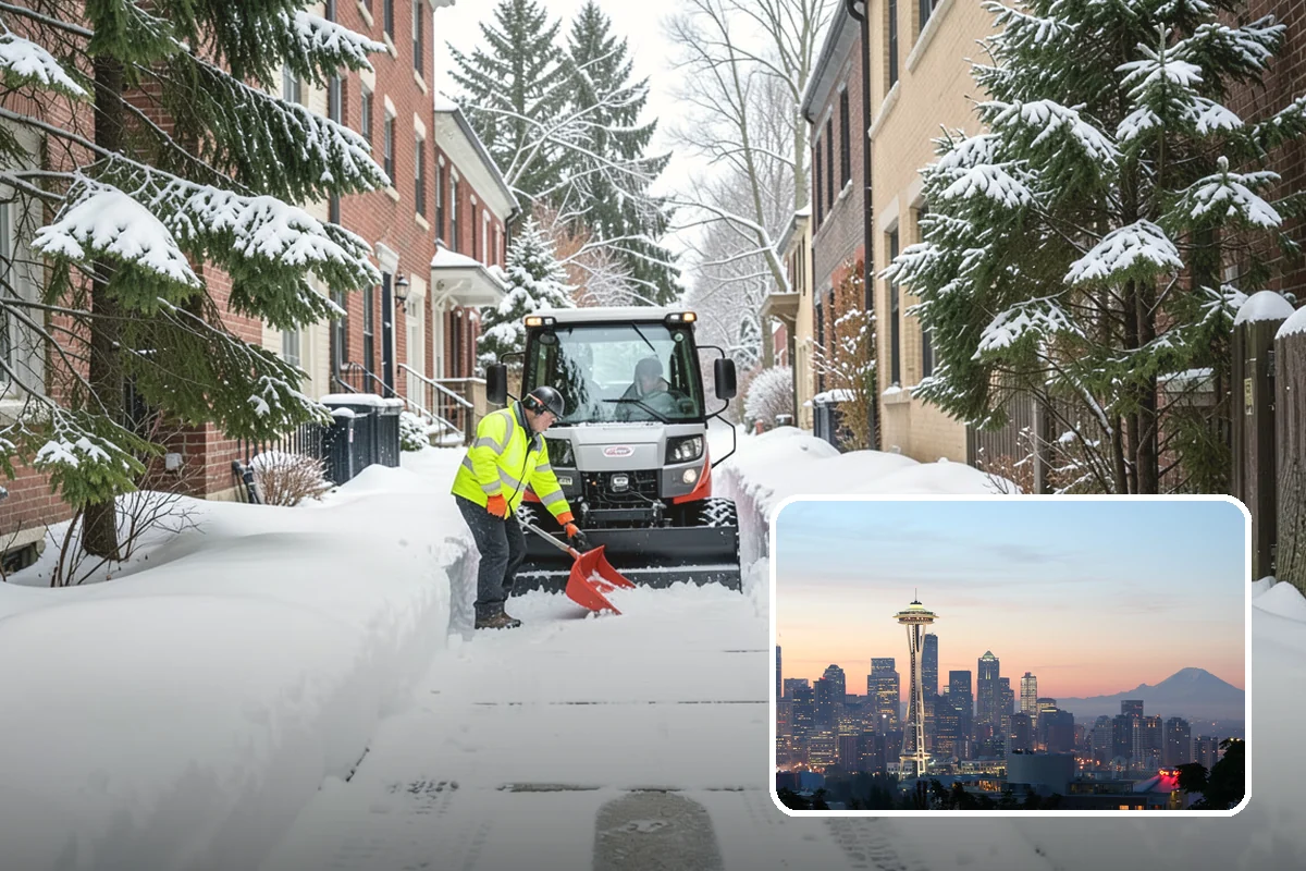 Restaurant Snow Plowing in Seattle, King County, WA - Customer lot and delivery lane cleared before service