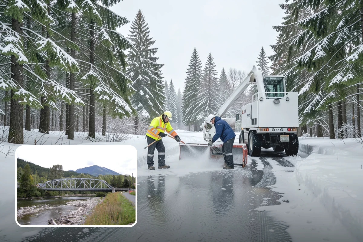 Restaurant Snow Plowing in Skykomish, King County, WA - Customer lot and delivery lane cleared before service