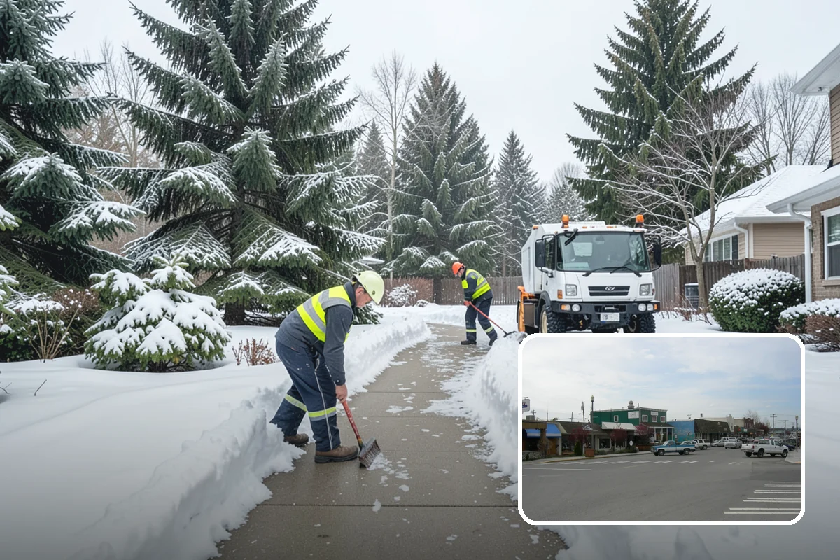 Restaurant Snow Plowing in Stanwood, Snohomish County, WA - Customer lot and delivery lane cleared before service