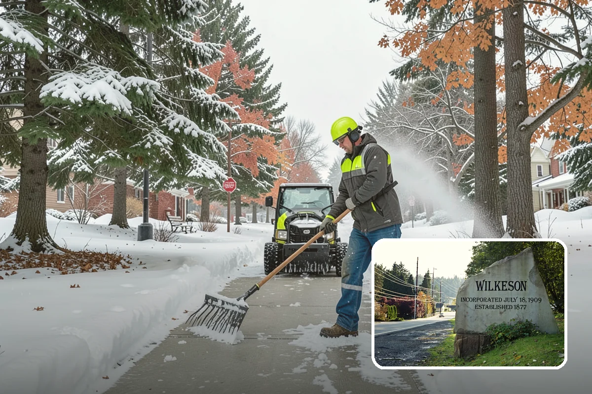 Restaurant Snow Plowing in Wilkeson, Pierce County, WA - Customer lot and delivery lane cleared before service