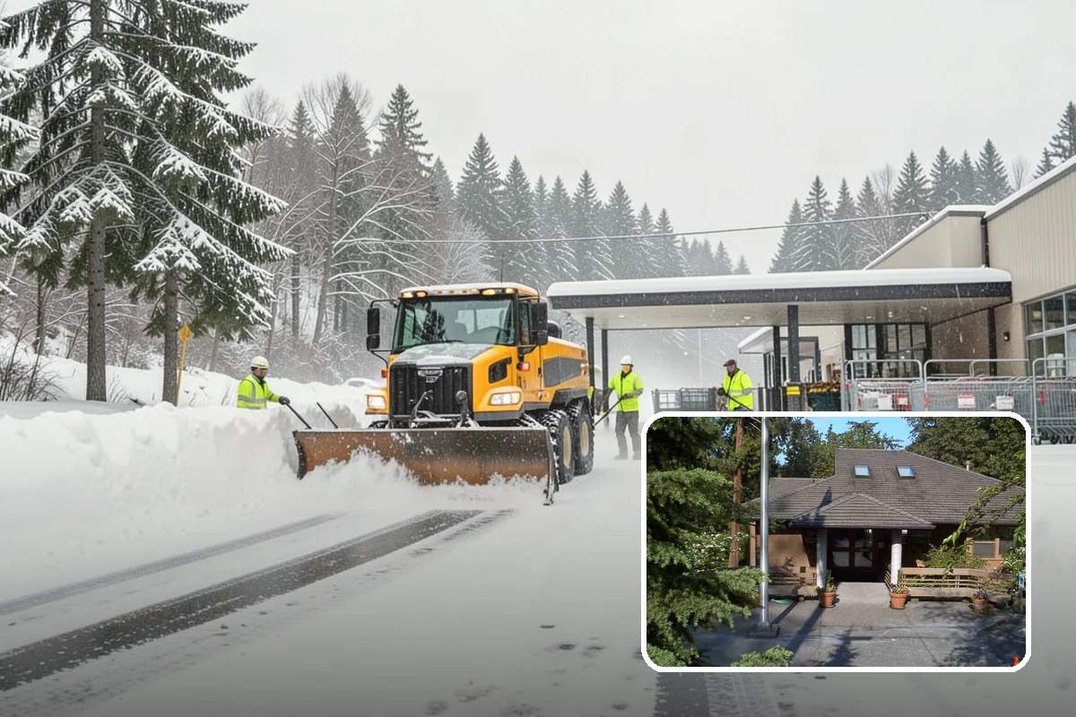Restaurant Snow Plowing in Yarrow Point, King County, WA - Customer lot and delivery lane cleared before service