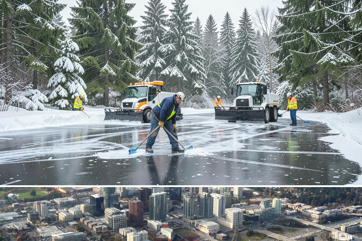 Restaurant Snow Removal in Bellevue, King County, WA - Restaurants need attentive service during December and January evenings when cold nights ice over front walks right at dinner...
