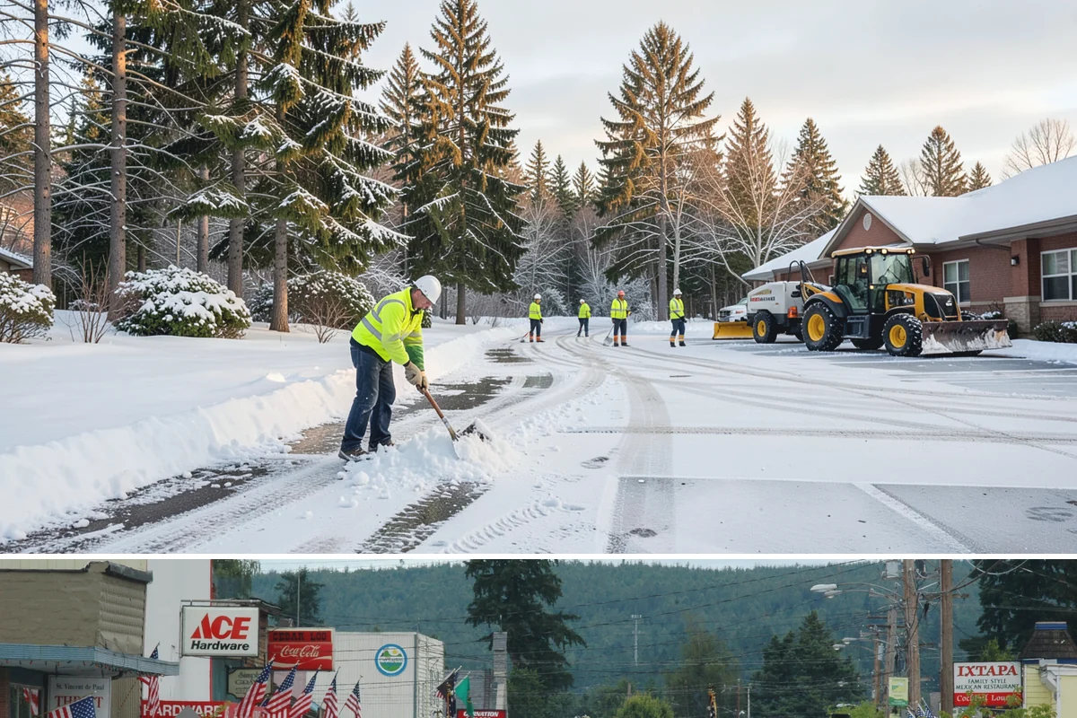 Restaurant Snow Removal in Carnation, King County, WA - Restaurants need attentive service during December and January evenings when cold nights ice over front walks right at dinner...