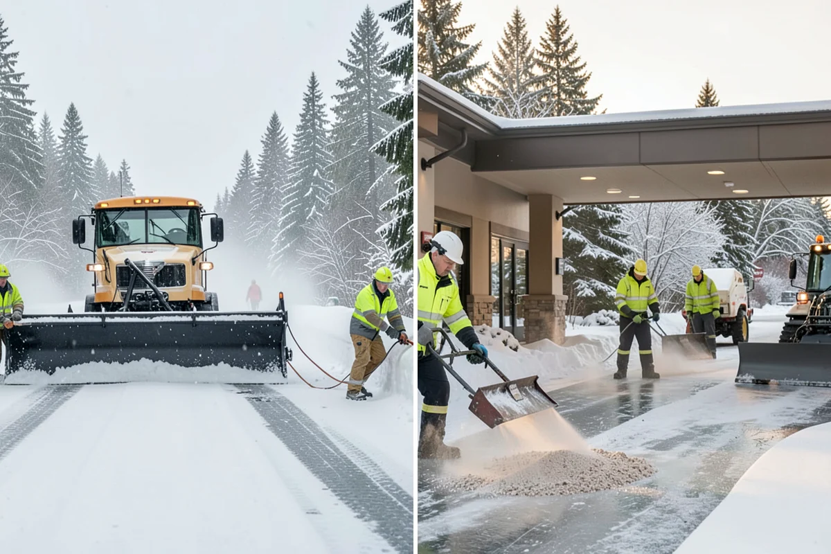 Restaurant Snow Removal in DuPont, Pierce County, WA - Identify guest entrances, patio areas, and delivery access