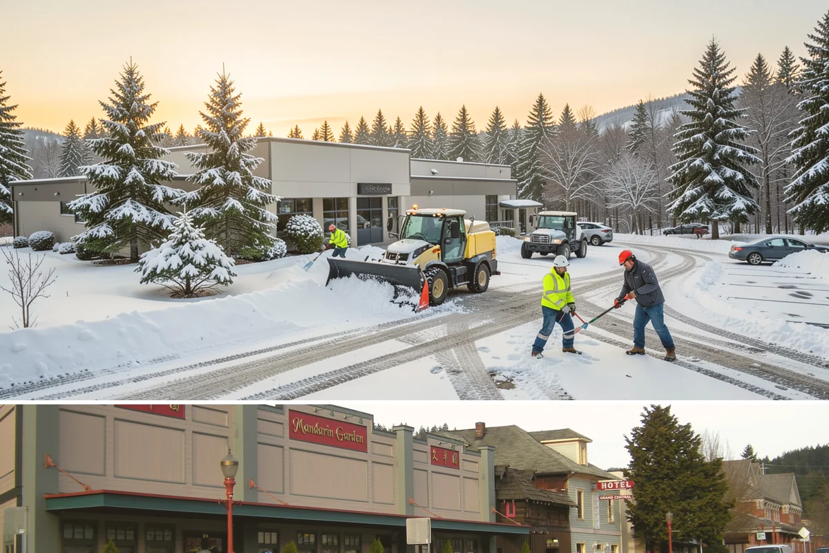 Restaurant Snow Removal in Issaquah, King County, WA - Restaurants need attentive service during December and January evenings when cold nights ice over front walks right at dinner...