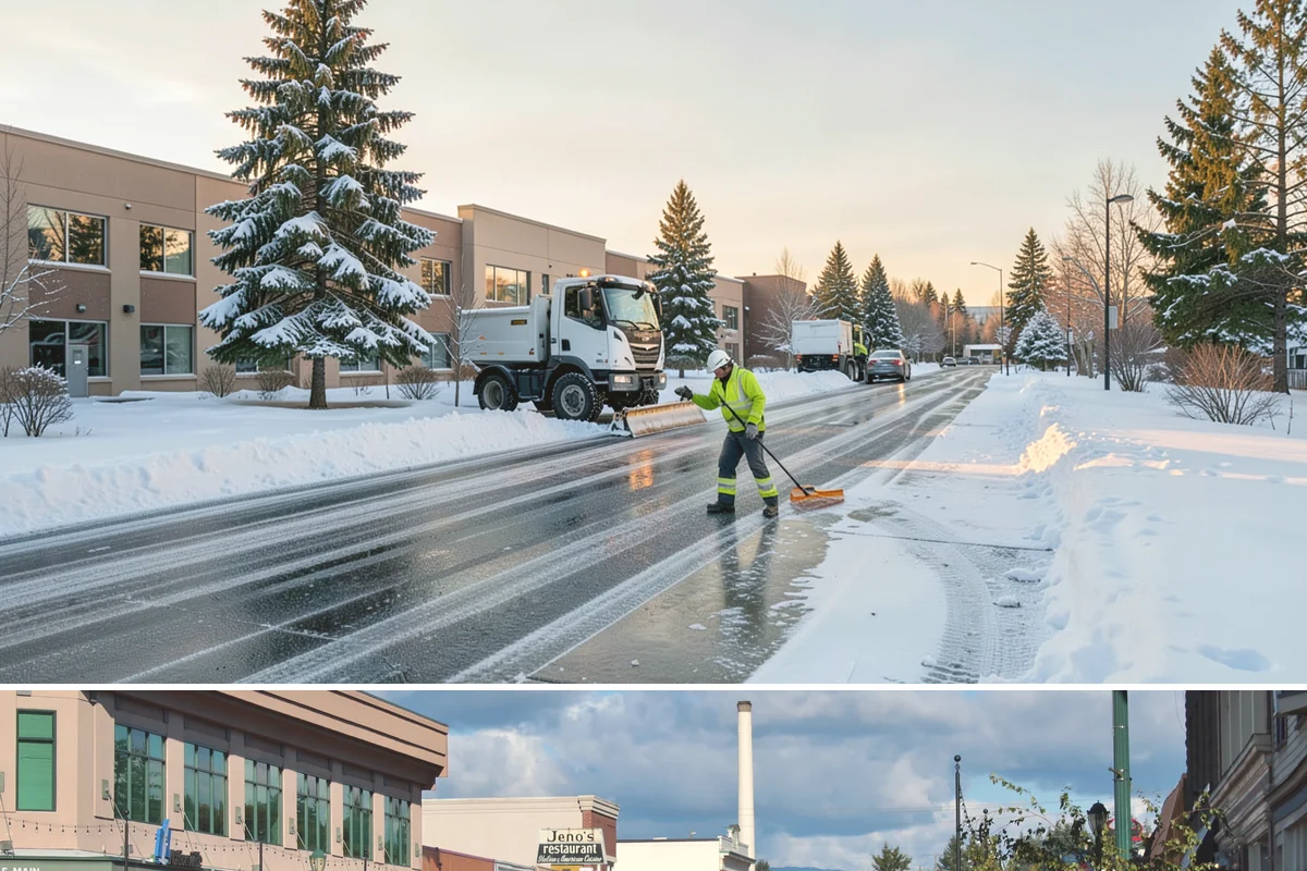 Restaurant Snow Removal in Monroe, Snohomish County, WA - Restaurants need attentive service during December and January evenings when cold nights ice over front walks right at dinner...