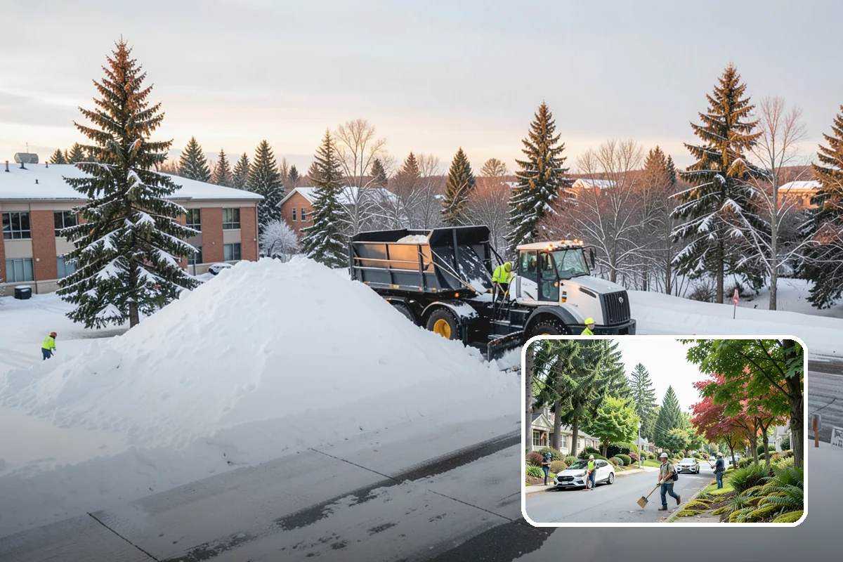 Retail Parking Lot Snow Removal in Beaux Arts Village, King County, WA - Cleared lots that keep shoppers coming during storms