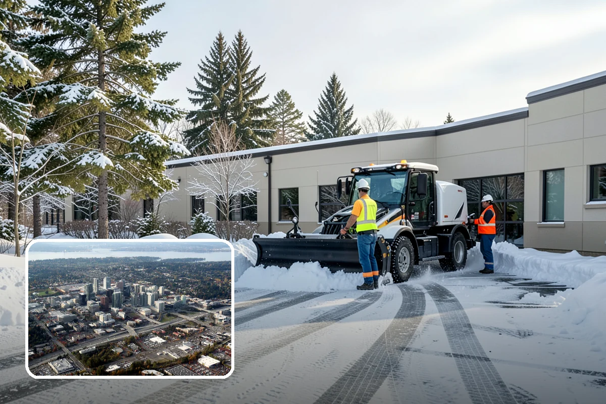 Retail Parking Lot Snow Removal in Bellevue, King County, WA - Cleared lots that keep shoppers coming during storms