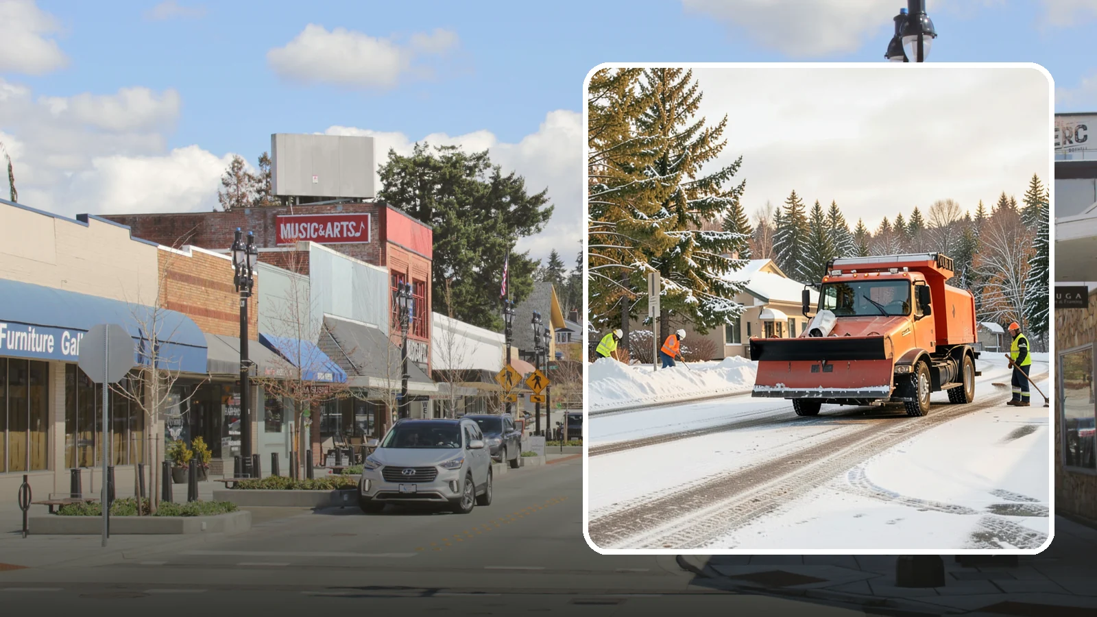 Retail Parking Lot Snow Removal in Bothell, King County, WA - Protect foot traffic and sales by keeping your retail parking lot cleared and safe through every Western Washington winter...