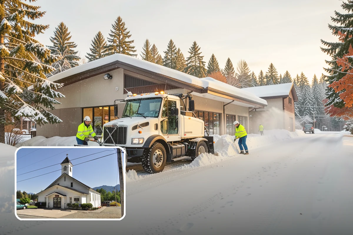 Retail Parking Lot Snow Removal in Concrete, Skagit County, WA - Cleared lots that keep shoppers coming during storms