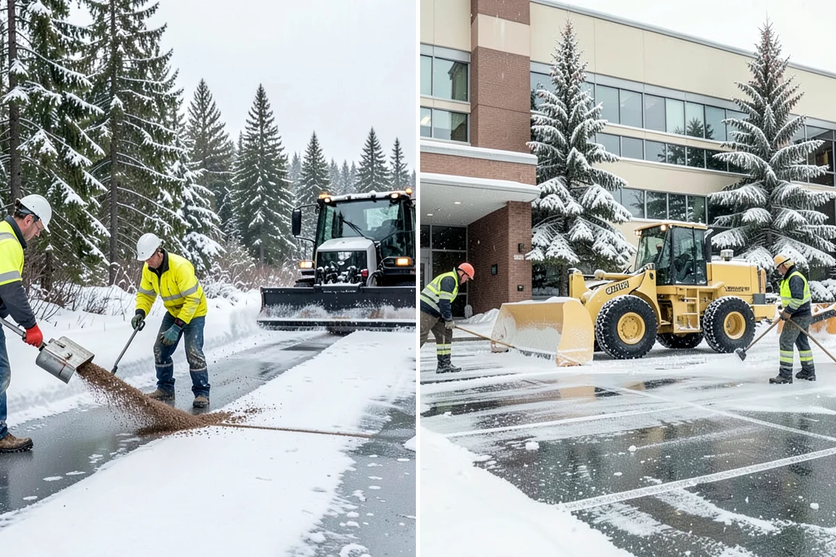Retail Parking Lot Snow Removal in Fircrest, Pierce County, WA - Review store hours, high-traffic zones, and cart return areas