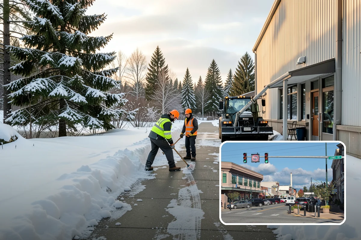 Retail Parking Lot Snow Removal in Monroe, Snohomish County, WA - Cleared lots that keep shoppers coming during storms