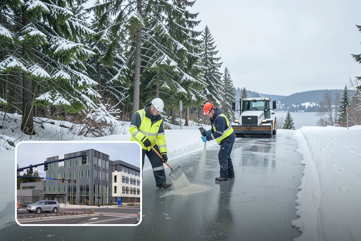 Retail Parking Lot Snow Removal in Shoreline, King County, WA - Cleared lots that keep shoppers coming during storms