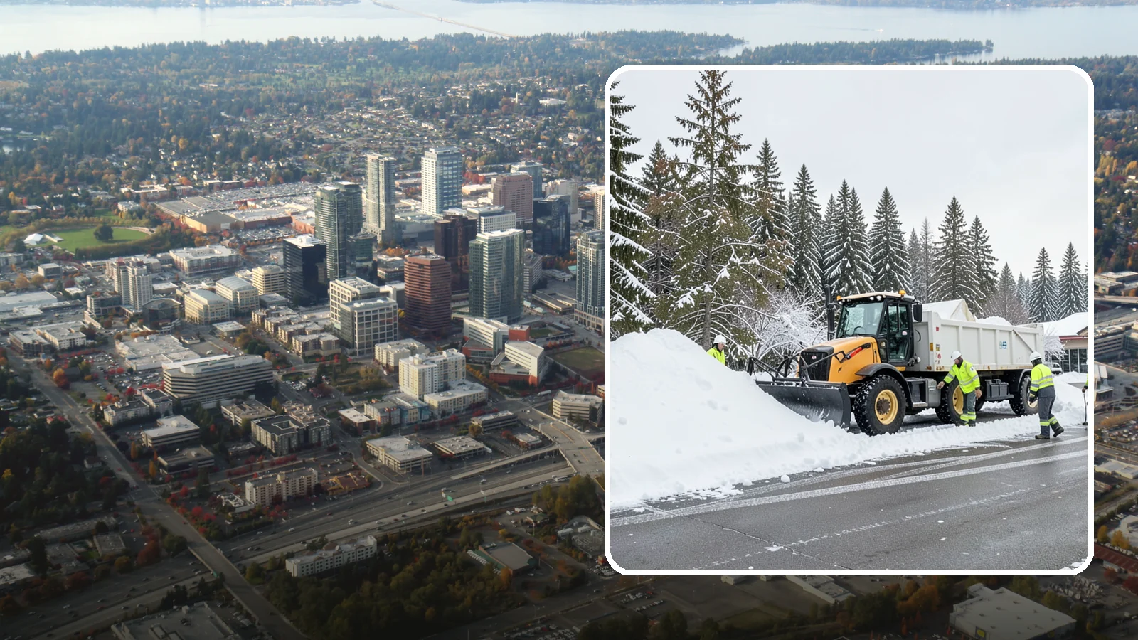Retail Snow Hauling in Bellevue, King County, WA - We haul snow away from retail storefronts and lots so customer parking and entrances stay open and inviting.