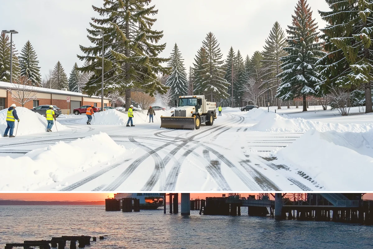 Retail Snow Hauling in Edmonds, Snohomish County, WA - Retail hauling is best done after accumulation builds or when repeated freezes turn storefront piles into lasting ice.