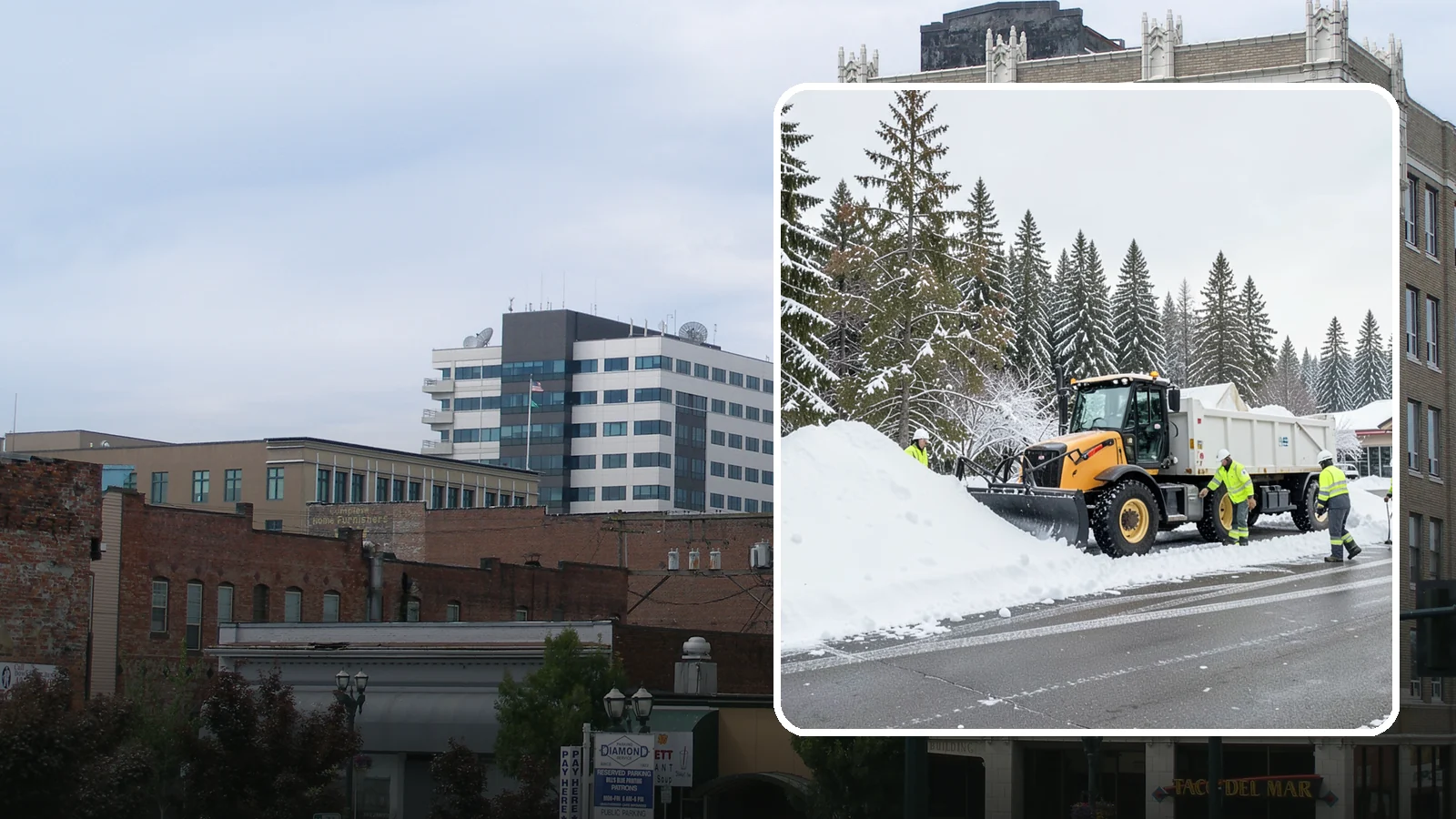 Retail Snow Hauling in Everett, Snohomish County, WA - We haul snow away from retail storefronts and lots so customer parking and entrances stay open and inviting.