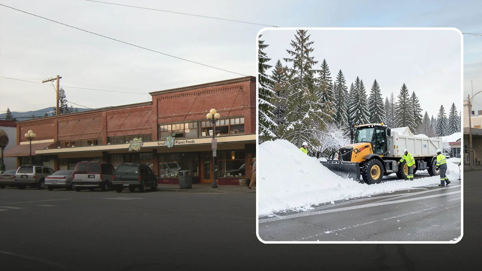 Retail Snow Hauling in Sedro-Woolley, Skagit County, WA - We haul snow away from retail storefronts and lots so customer parking and entrances stay open and inviting.