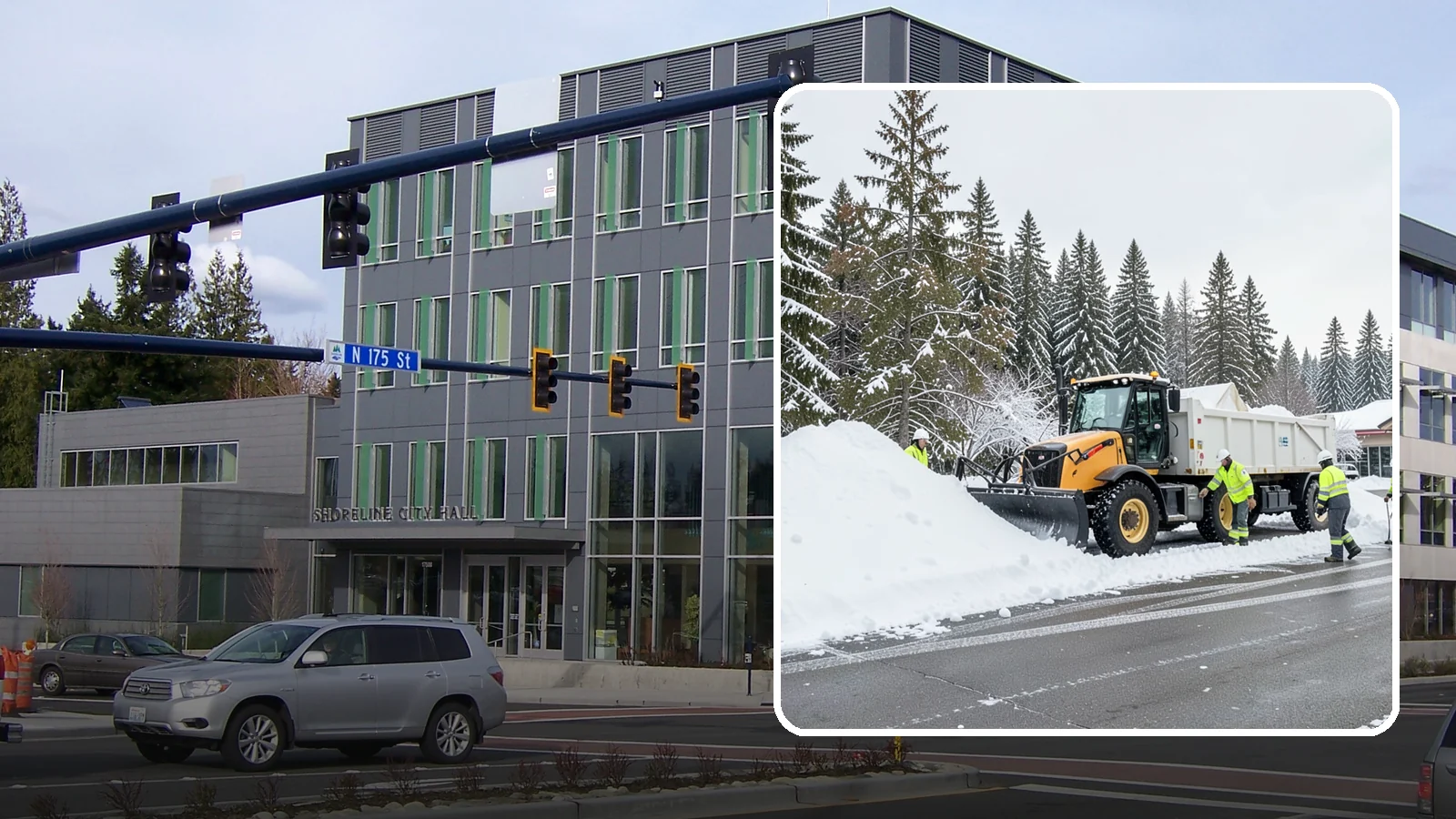 Retail Snow Hauling in Shoreline, King County, WA - We haul snow away from retail storefronts and lots so customer parking and entrances stay open and inviting.