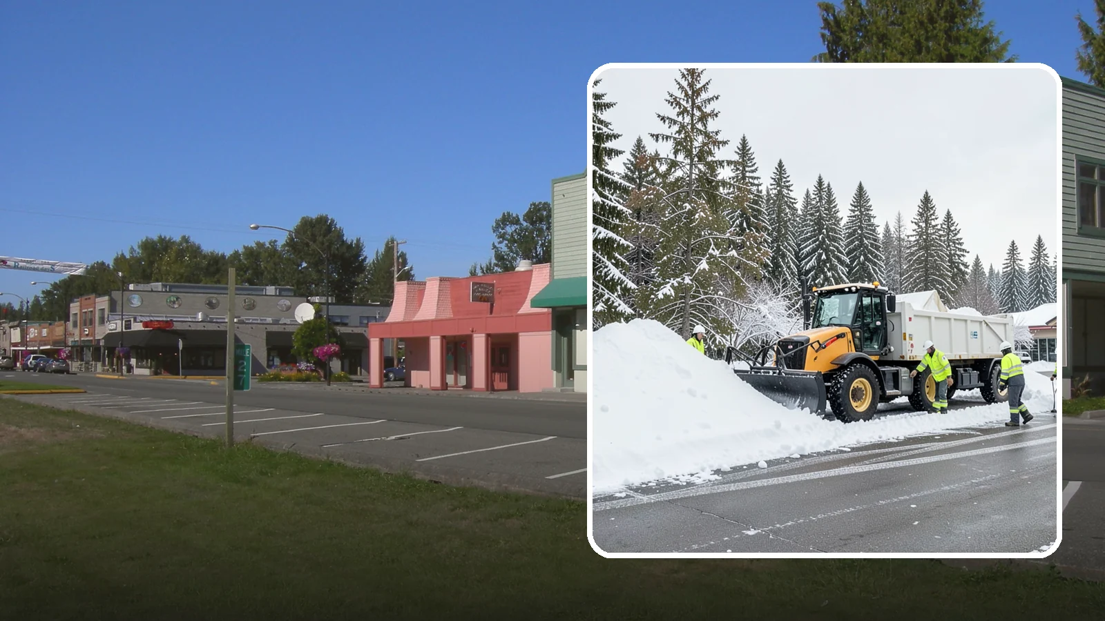 Retail Snow Hauling in Snoqualmie, King County, WA - We haul snow away from retail storefronts and lots so customer parking and entrances stay open and inviting.