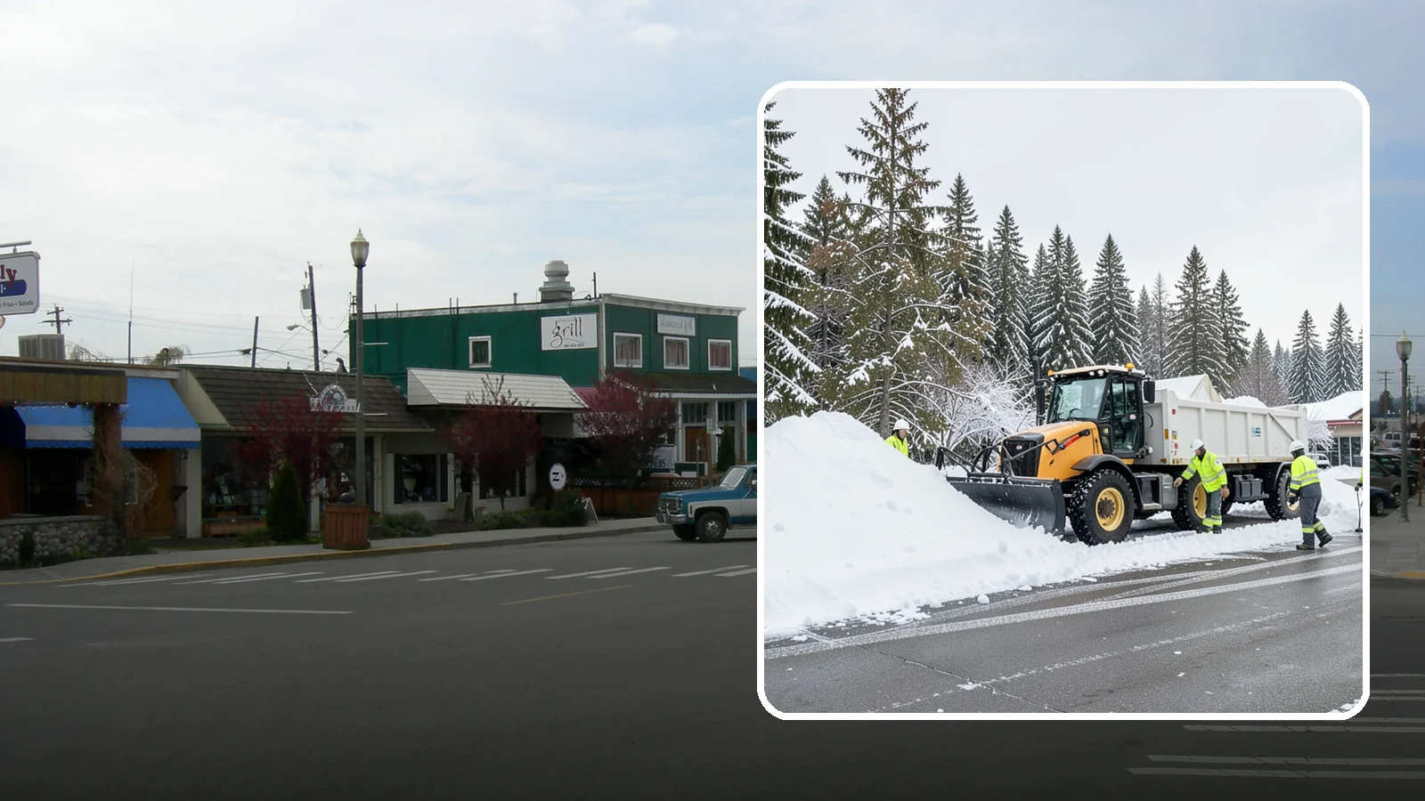 Retail Snow Hauling in Stanwood, Snohomish County, WA - We haul snow away from retail storefronts and lots so customer parking and entrances stay open and inviting.