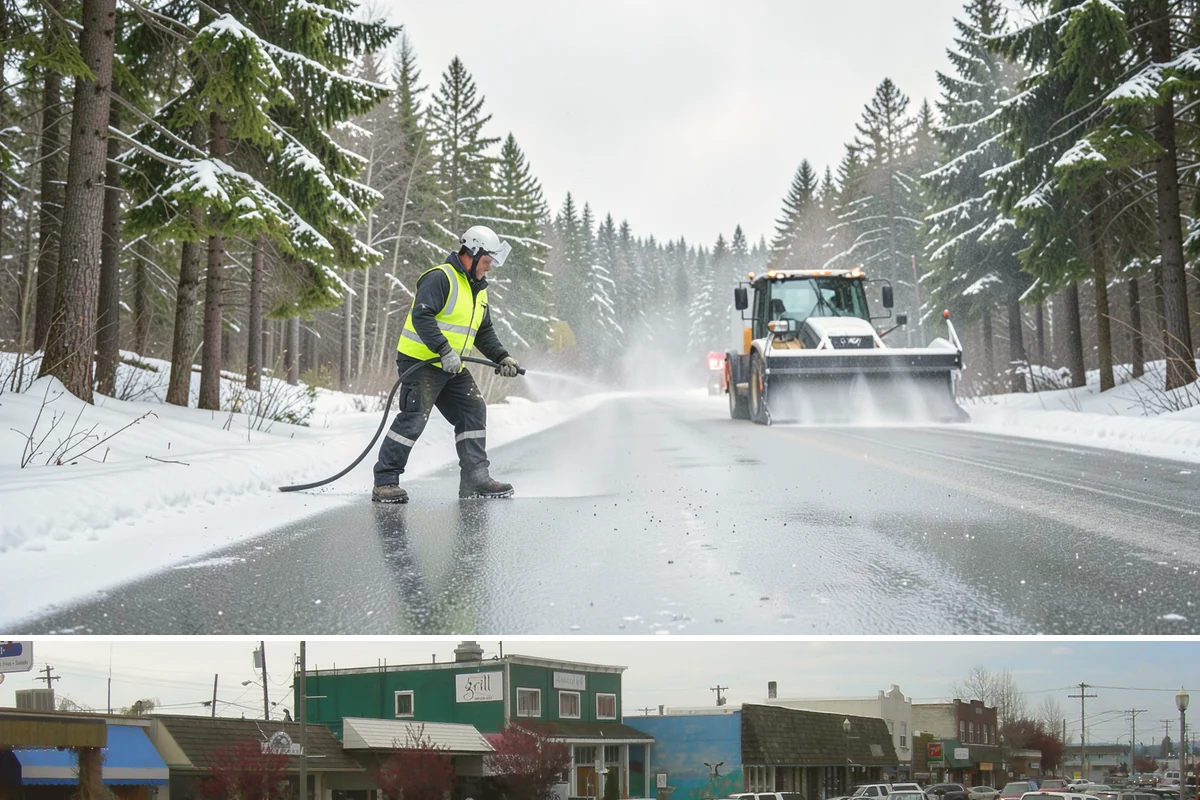 Retail Snow Hauling in Stanwood, Snohomish County, WA - Retail hauling is best done after accumulation builds or when repeated freezes turn storefront piles into lasting ice.