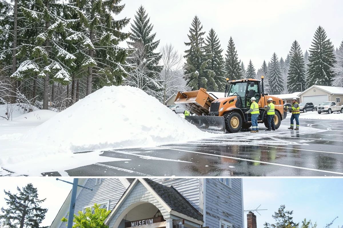 Retail Snow Hauling in Steilacoom, Pierce County, WA - Retail hauling is best done after accumulation builds or when repeated freezes turn storefront piles into lasting ice.