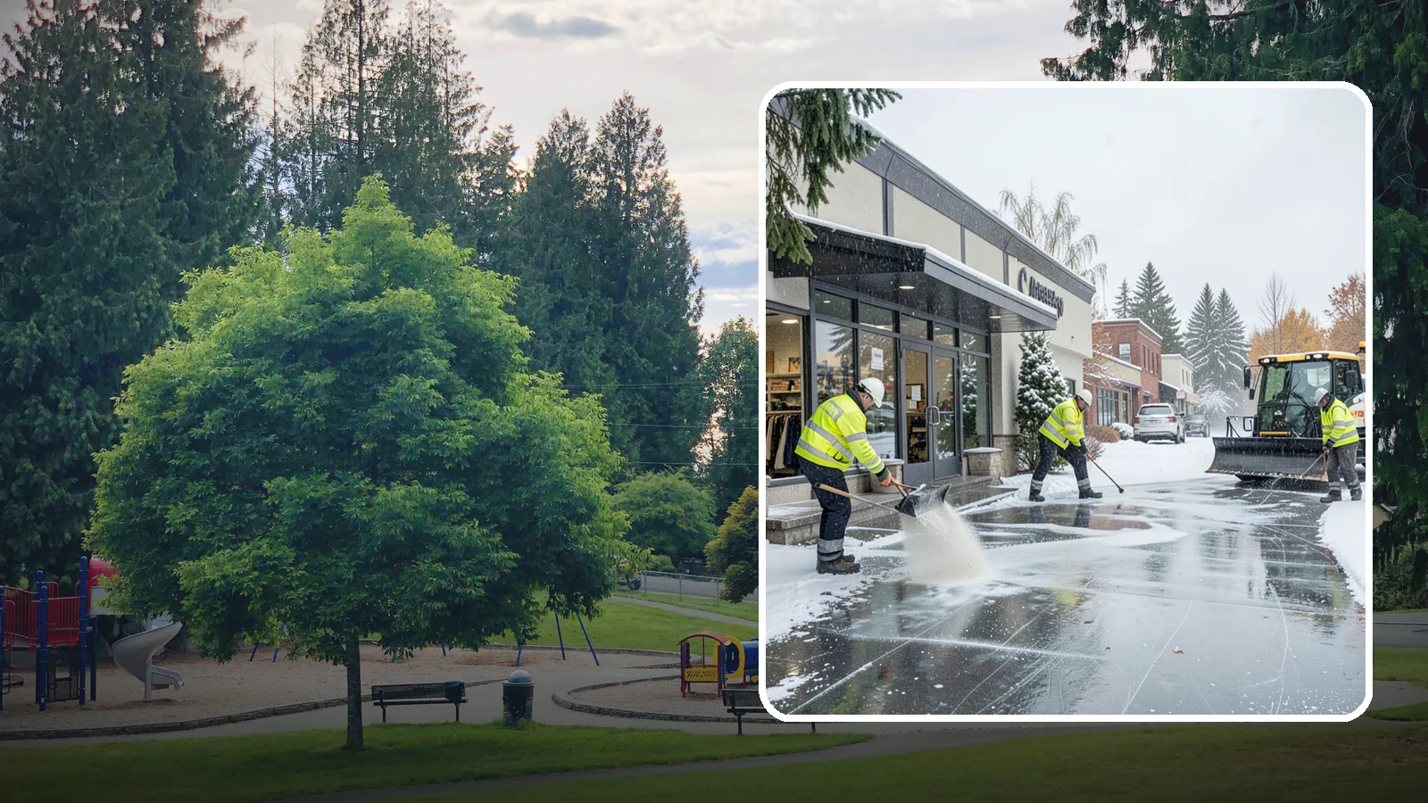 Retail Store Deicing in Bonney Lake, Pierce County, WA - Storefront-focused deicing that keeps entrances, cart corrals, and customer walkways safe and inviting when freezing rain hits a...
