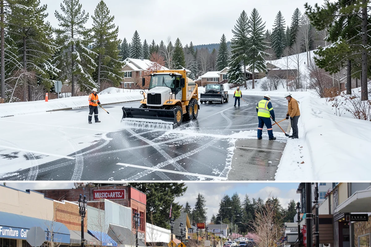 Retail Store Deicing in Bothell, King County, WA - Deicing runs through the winter retail season, peaking during the freezing-rain mornings that coincide with weekend and holiday...
