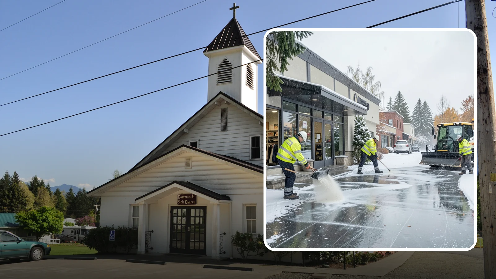 Retail Store Deicing in Concrete, Skagit County, WA - Storefront-focused deicing that keeps entrances, cart corrals, and customer walkways safe and inviting when freezing rain hits a...