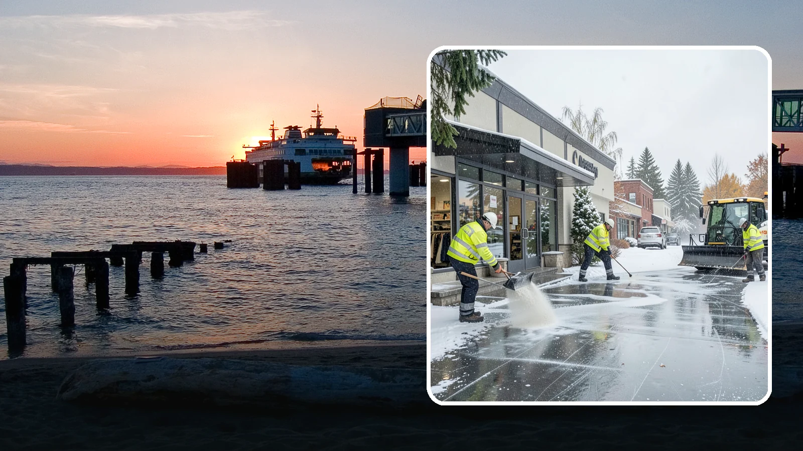 Retail Store Deicing in Edmonds, Snohomish County, WA - Storefront-focused deicing that keeps entrances, cart corrals, and customer walkways safe and inviting when freezing rain hits a...