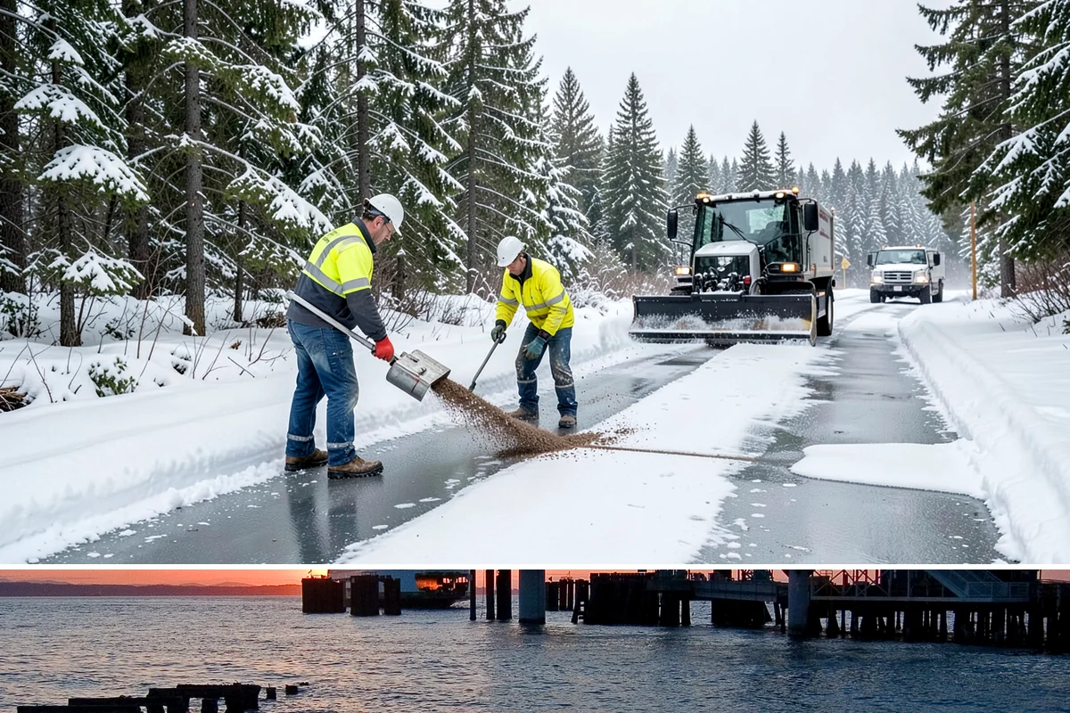 Retail Store Deicing in Edmonds, Snohomish County, WA - Deicing runs through the winter retail season, peaking during the freezing-rain mornings that coincide with weekend and holiday...