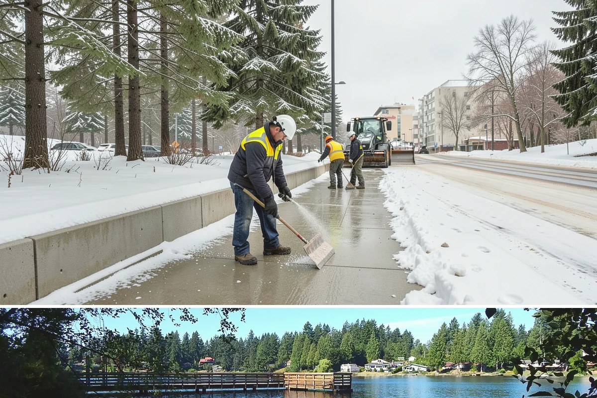Retail Store Deicing in Federal Way, King County, WA - Deicing runs through the winter retail season, peaking during the freezing-rain mornings that coincide with weekend and holiday...