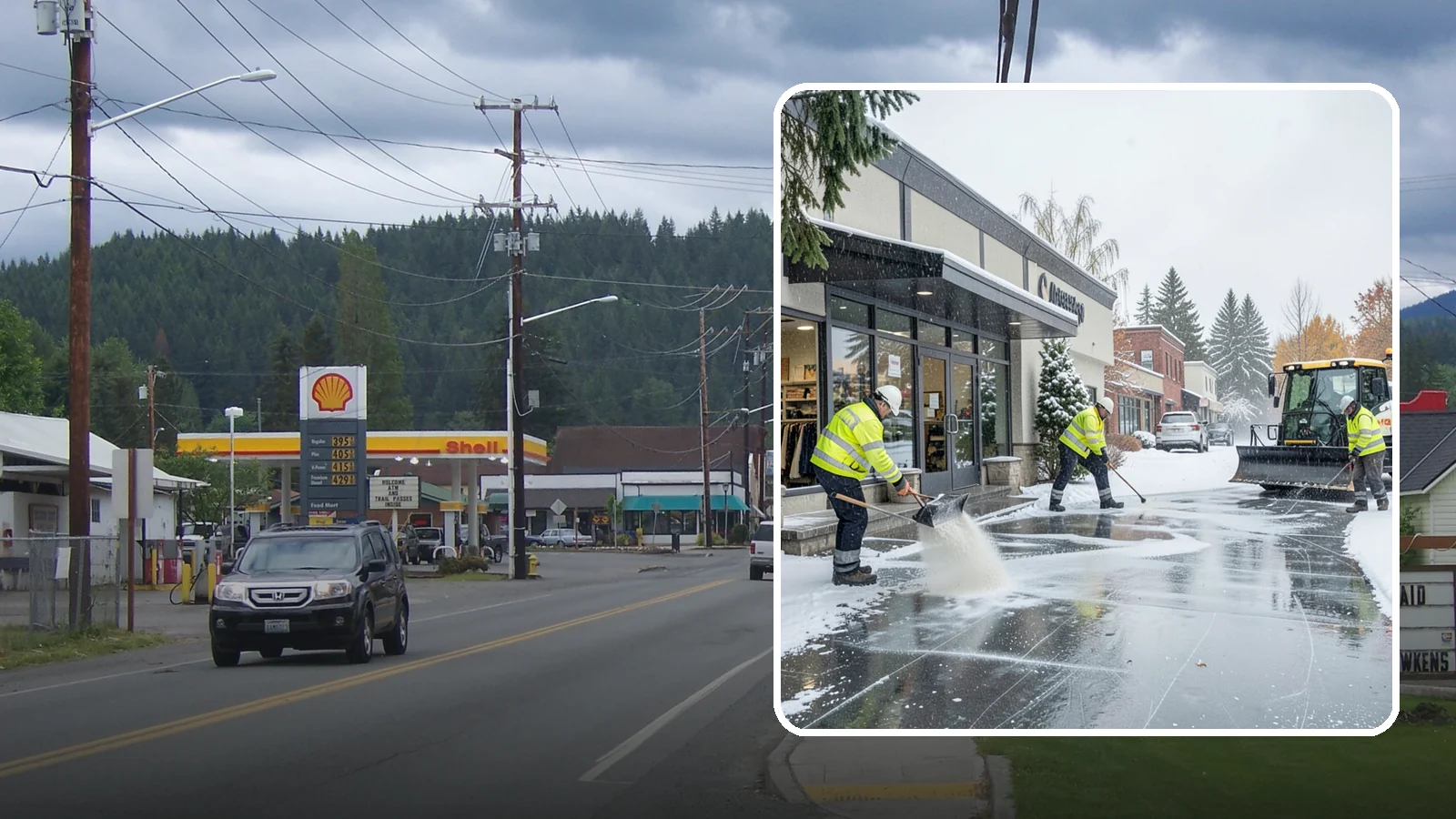 Retail Store Deicing in Granite Falls, Snohomish County, WA - Storefront-focused deicing that keeps entrances, cart corrals, and customer walkways safe and inviting when freezing rain hits a...