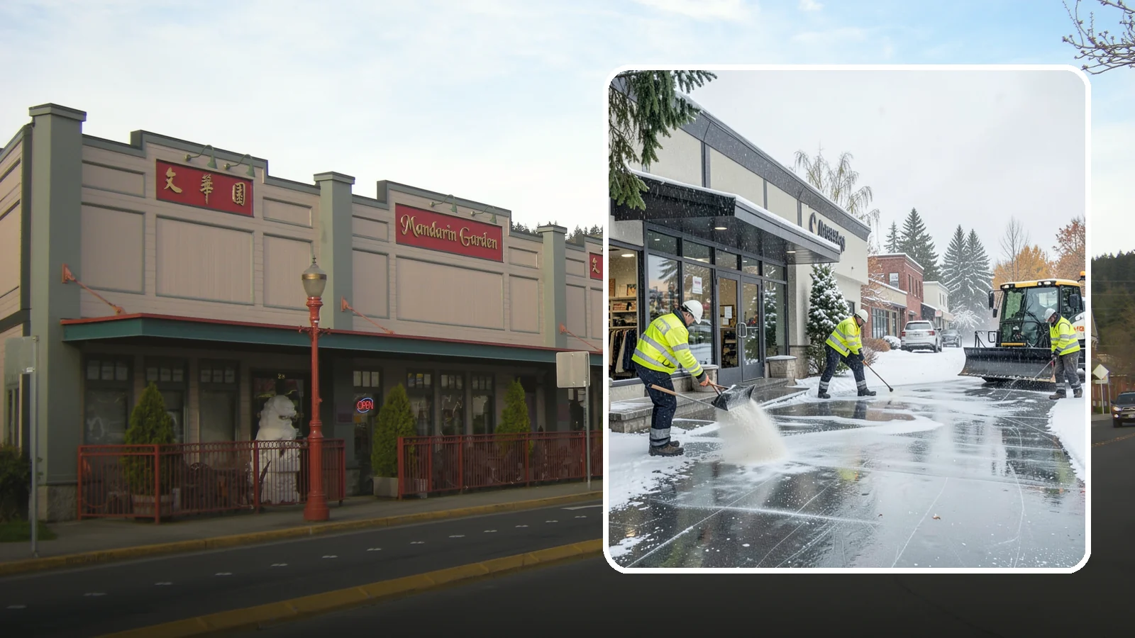 Retail Store Deicing in Issaquah, King County, WA - Storefront-focused deicing that keeps entrances, cart corrals, and customer walkways safe and inviting when freezing rain hits a...