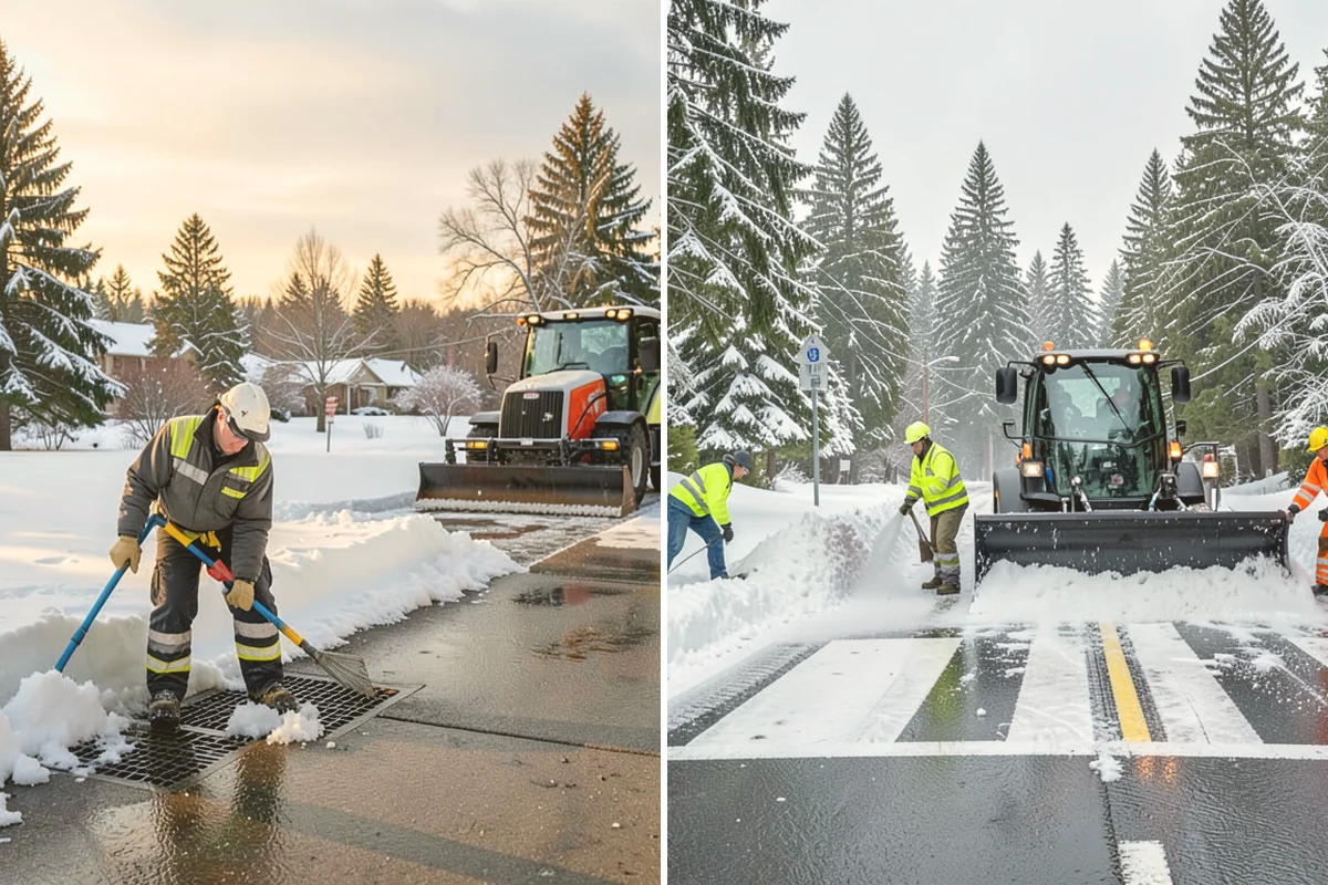 Retail Store Deicing in Langley, Island County, WA - Map the entry apron, cart paths, and parking crosswalks
