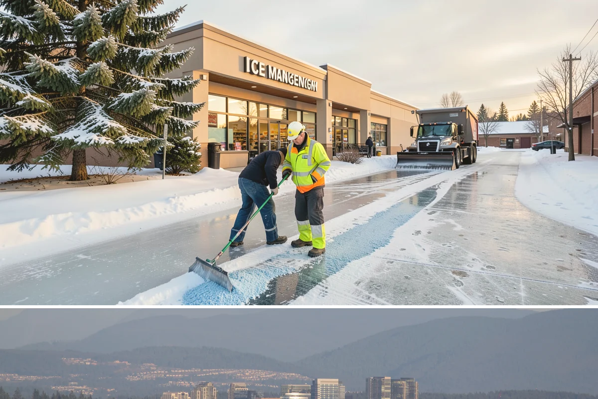 Retail Store Deicing in Medina, King County, WA - Deicing runs through the winter retail season, peaking during the freezing-rain mornings that coincide with weekend and holiday...
