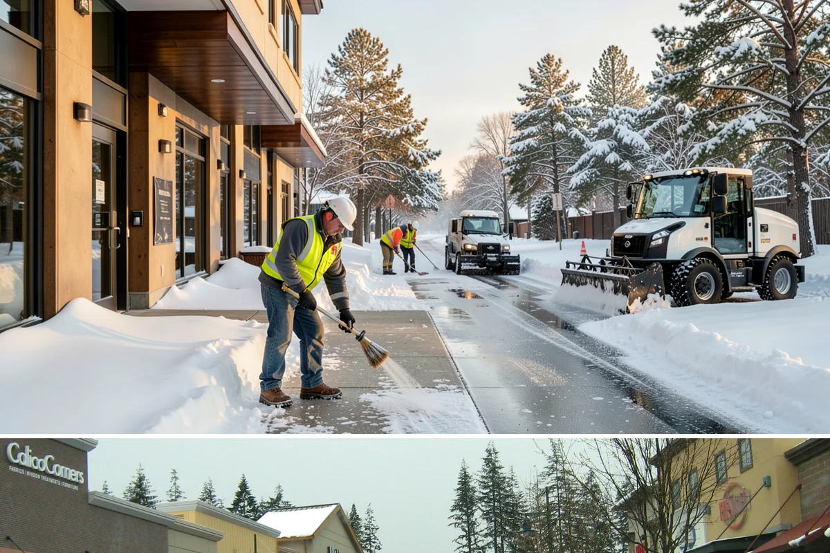 Retail Store Deicing in Mill Creek, Snohomish County, WA - Deicing runs through the winter retail season, peaking during the freezing-rain mornings that coincide with weekend and holiday...